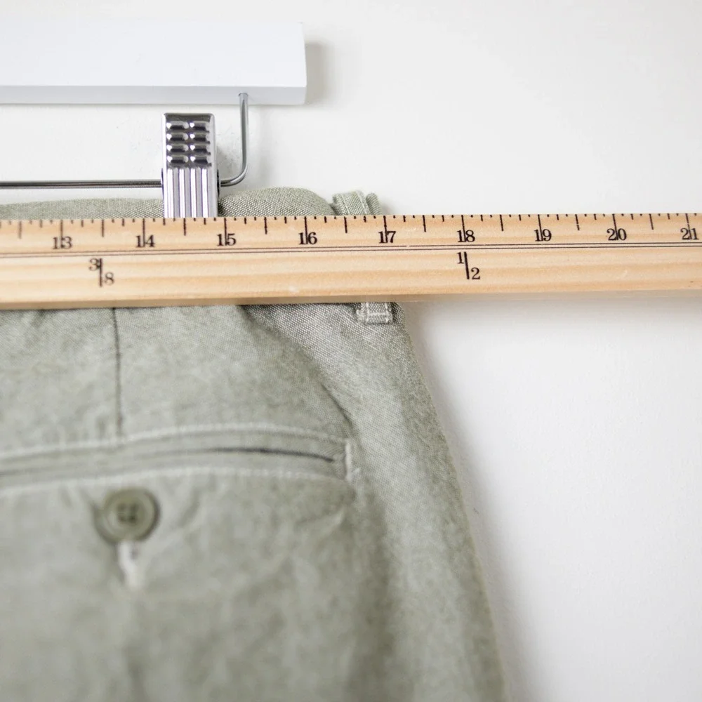 J Crew Pants Stretch Mens 34x30 Olive Green Chambray Chino Trousers Casual Prep